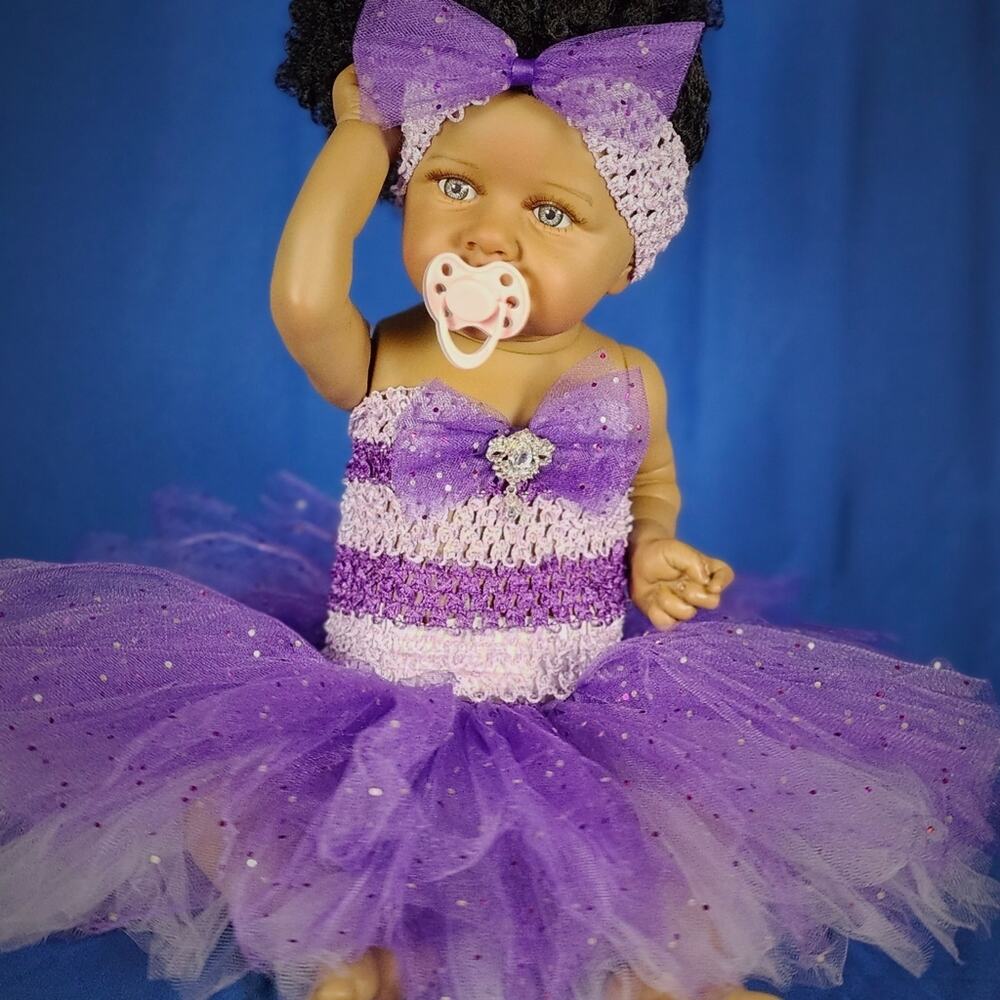 Handmade Newborn Tutu Dress & Headband Set – Purple Lavender – Sparkle